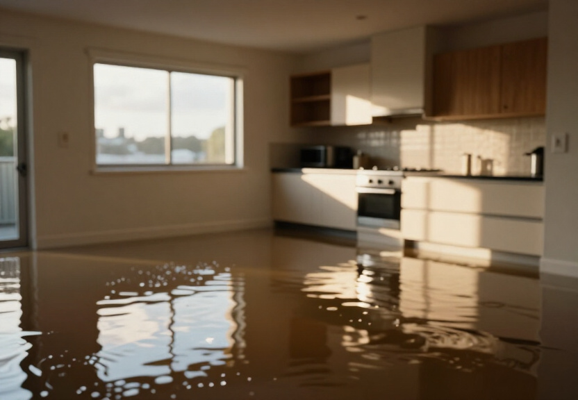 Flooded basement in Belfield before drying